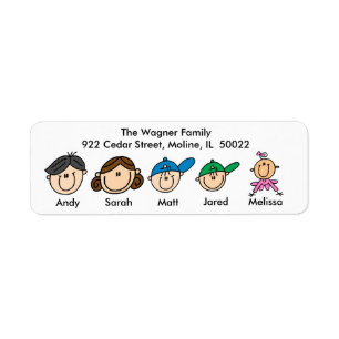 Family With Three Kids Address Labels