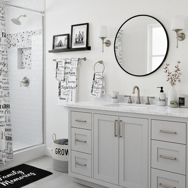 Family word collage bath towel set (Creator Uploaded)