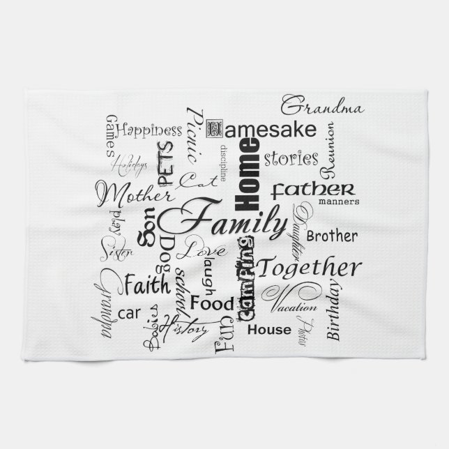 Family words tea towel (Horizontal)