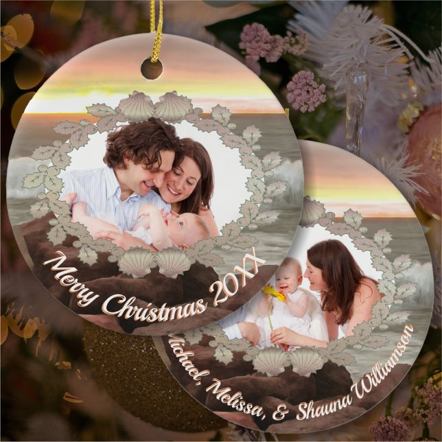 Family Wreath & Ocean 0893 Ceramic Tree Decoration (Creator Uploaded)
