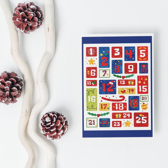 Family Xmas Countdown Christmas Advent Calendar Holiday Card (Front)