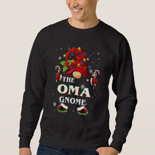 Family Xmas Pajama Oma Gnome Buffalo Plaid Matchin Sweatshirt (Front)