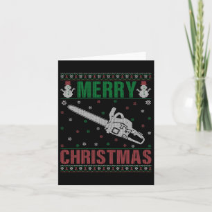 Family Xmas Pyjamas Matching Chainsaw Ugly Christm Card