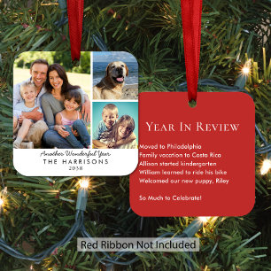 Family Year in Review Photo Christmas Metal Tree Decoration