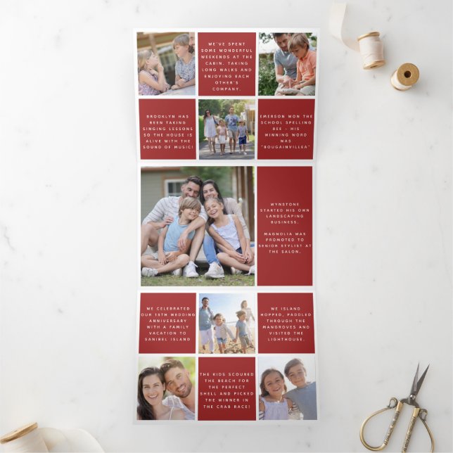Family Year in Review Photos Tri-Fold Holiday Card (Inside)