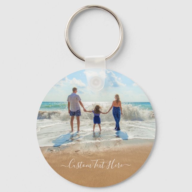 Family - Your Own Design Custom Photo and Text Key Ring (Front)
