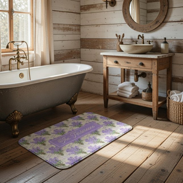 Familyname Provence Lavender Bunches  Bath Mat (Creator Uploaded)
