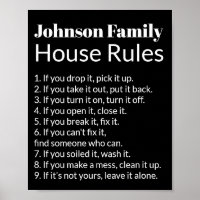 Family's House Rules Black and White Text Template