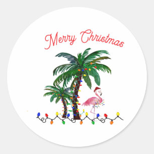 Famingo Christmas Classic Round Sticker