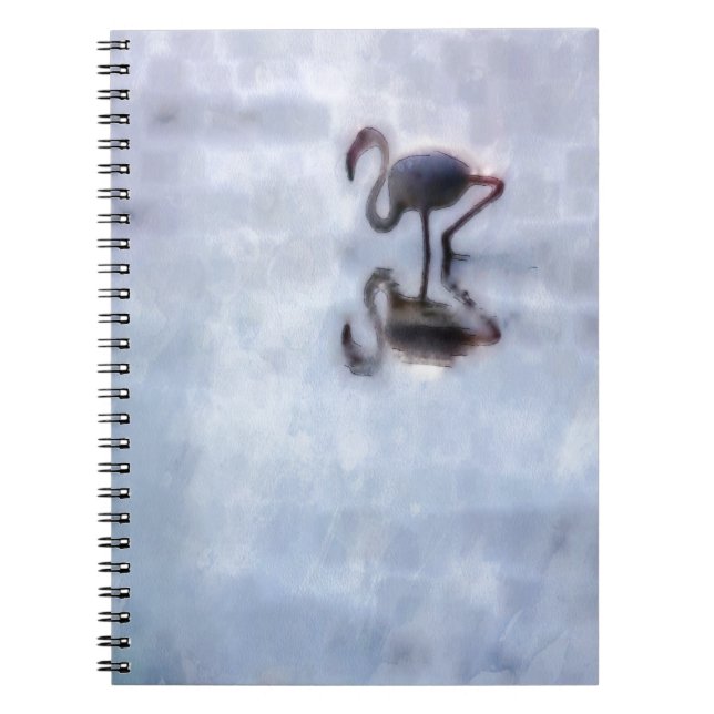 Famingo Walking In Heather Water Notebook (Front)