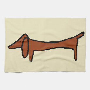 Famous Abstract Dachshund Tea Towel