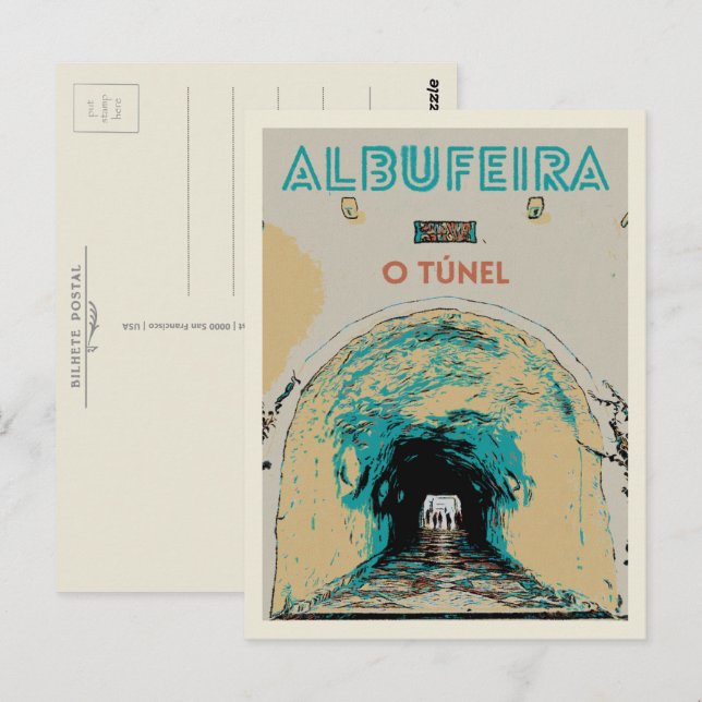 Famous Albufeira Beach Access Tunnel, Algarve Postcard (Front/Back)