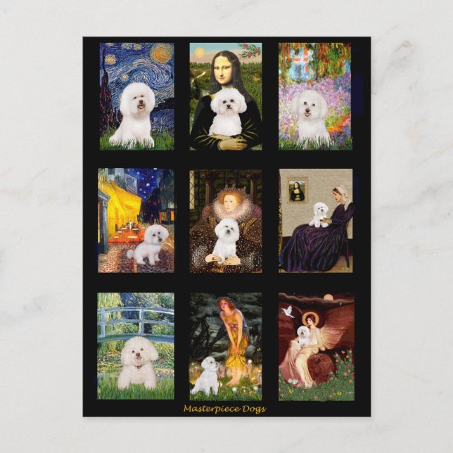 Famous Art Bichon Frise Composite Postcard (Front)