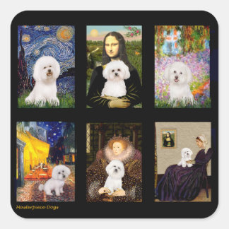 Famous Art Bichon Frise Composite Square Sticker