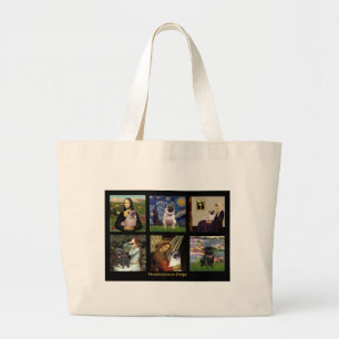 Famous Art Pug Composite #1 Large Tote Bag