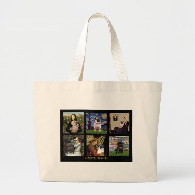 Famous Art Pug Composite #1 Large Tote Bag (Front)