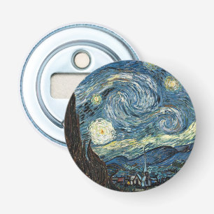 Famous art reprint, Starry Night, by Van Gogh Bottle Opener