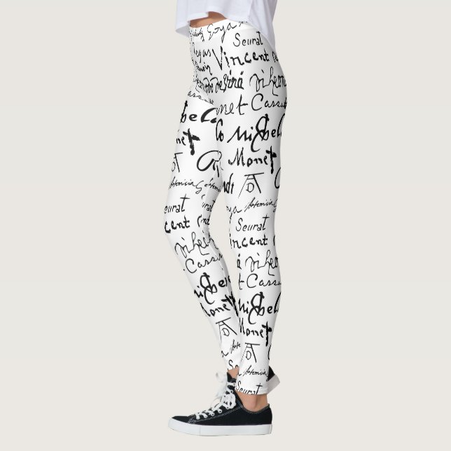 Famous Artists' Signatures Pattern Duvet Cover Leggings (Left)