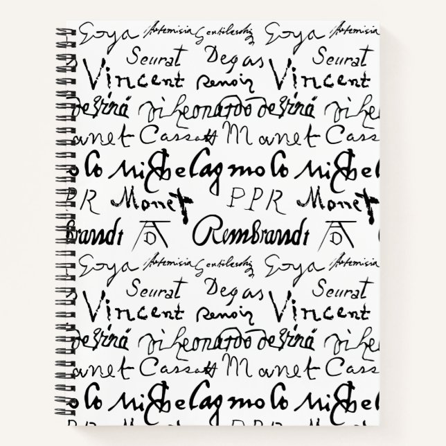 Famous Artists' Signatures Pattern Notebook (Front)