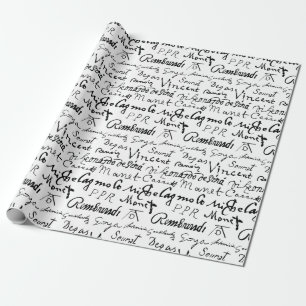 Famous Artists' Signatures Pattern Wrapping Paper