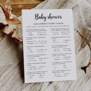 Famous Babies Baby Shower Game, Culture Trivia Invitation