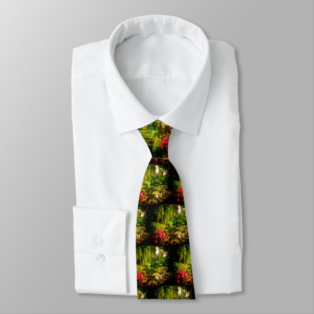 Famous Claude Monet Giverny Pond Lilies Tie (Tied)
