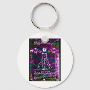 Famous DaVinci Man in Circle Drawing, coloured! Key Ring