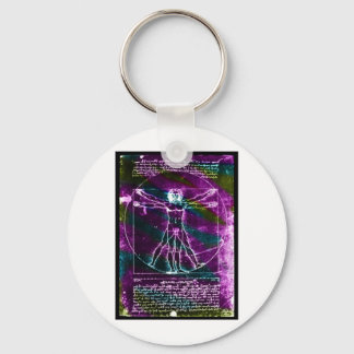 Famous DaVinci Man in Circle Drawing, coloured! Key Ring