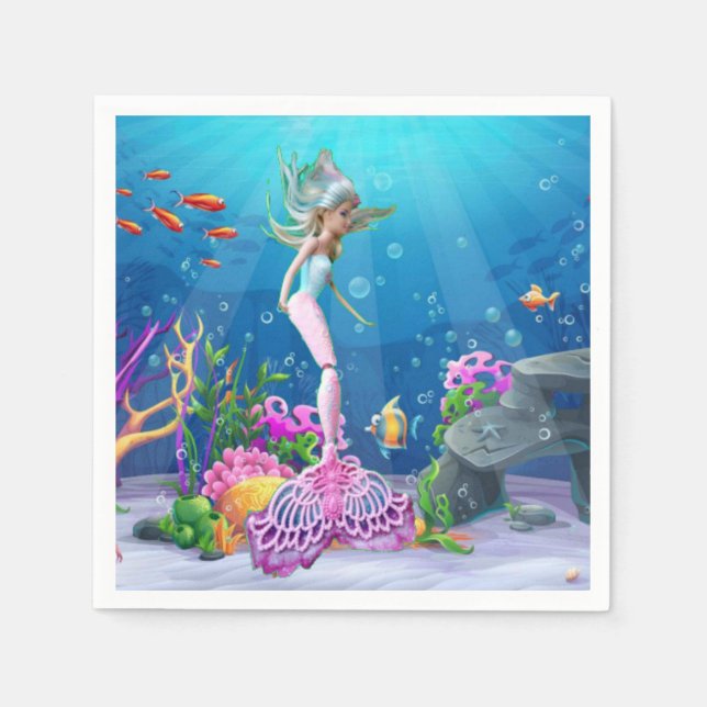 Famous doll dressed as a Mermaid Napkin (Front)