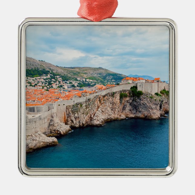 Famous Dubrovnik Old Town roofs & walls - Croatia Metal Tree Decoration (Front)