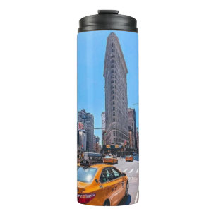 Famous Flatiron Building New York Yellow Cab Retro Thermal Tumbler
