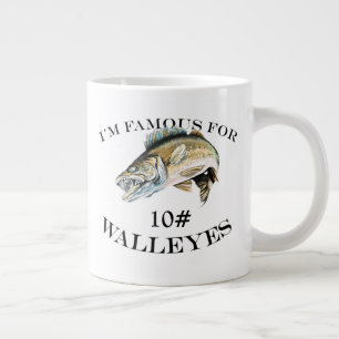 Famous For 10 LB Walleyes Customised Large Coffee Mug