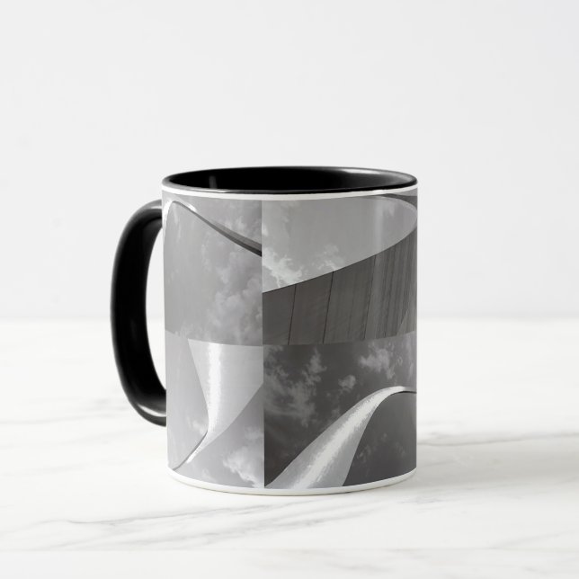 Famous Gateway Arch Black, White & Grey  Mug (Front Left)