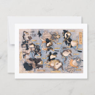 Famous Heroes of the Kabuki Stage Played by Frogs Postcard