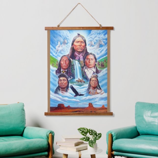 Famous Indian Chiefs Native Americans Vertical Hanging Tapestry (Living Room)