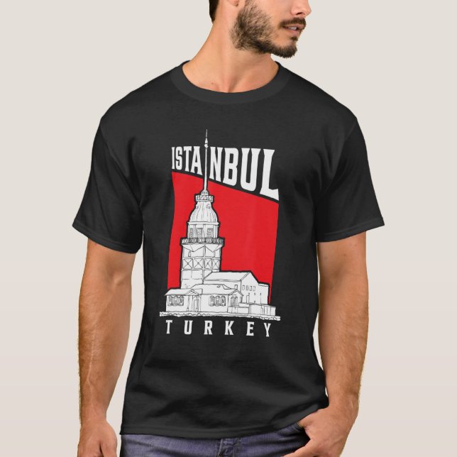 Famous Istanbul Landmarks Maidenu2019s Tower Turke T-Shirt (Front)