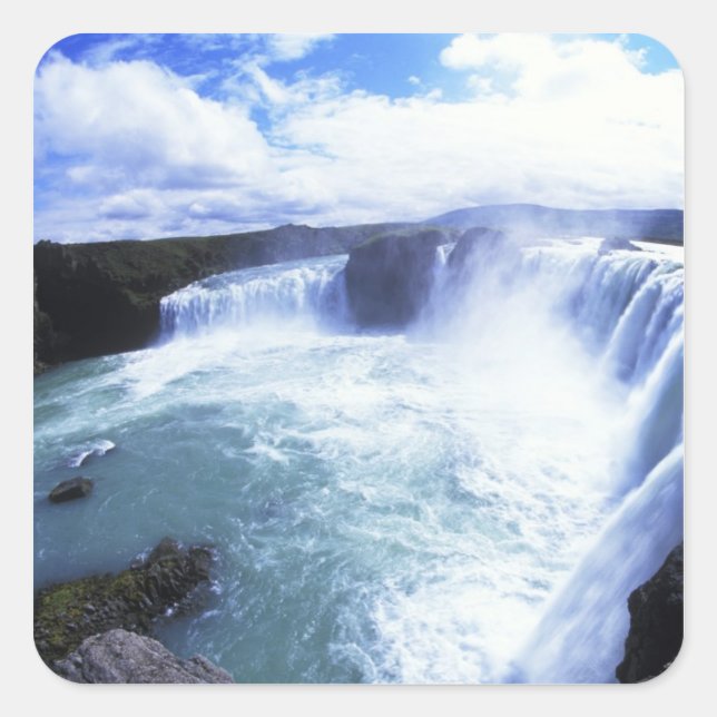 Famous Jodafoss Falls in North Central Iceland Square Sticker (Front)