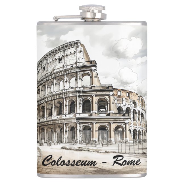 Famous landmarks design hip flask (Front)