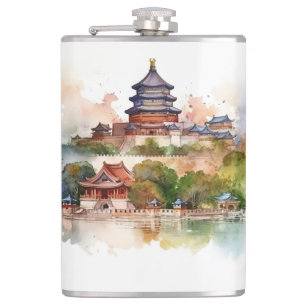 Famous landmarks design hip flask
