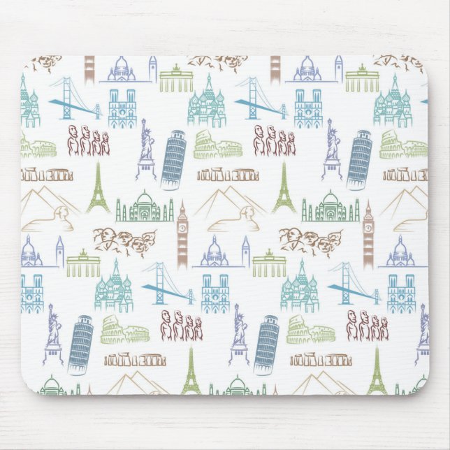 Famous Landmarks Pattern Mouse Pad (Front)