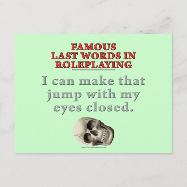 Famous Last Words in Roleplaying: Jump Postcard (Front)
