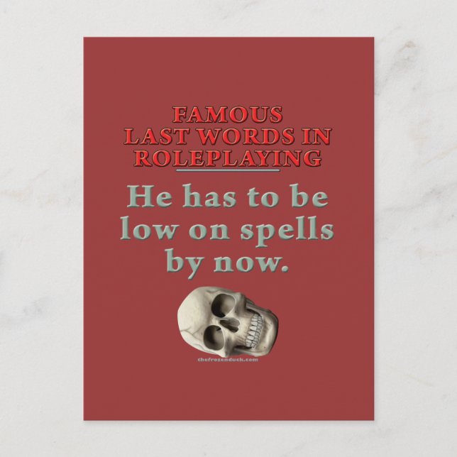 Famous Last Words in Roleplaying: Spells Postcard (Front)