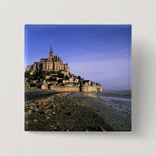 Famous Le Mont St. Michel Island Fortress in 15 Cm Square Badge