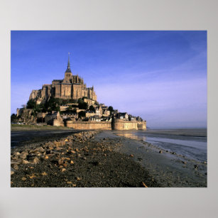 Famous Le Mont St. Michel Island Fortress in Poster