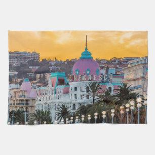 Famous luxury hotel Hotel Negresco in Nice France Tea Towel
