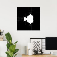 Famous Mandelbrot set white on black Poster