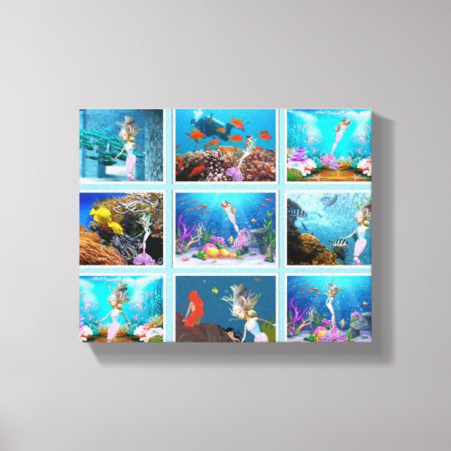Famous Mermaid Collage. Canvas Print (Front)