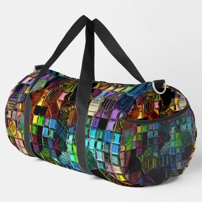 "Famous Mosaic" (Large) Print Cut Sew Duffel Bag (Right Corner)