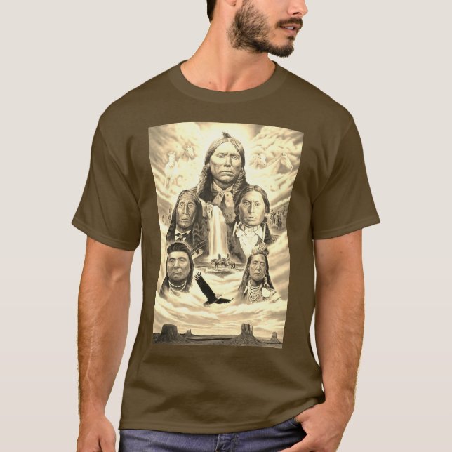 Famous Native Americans Indian Chiefs Mens Brown T-Shirt (Front)