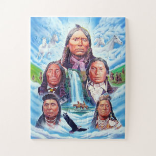 Famous Native Americans Indian Chiefs Painting Jigsaw Puzzle